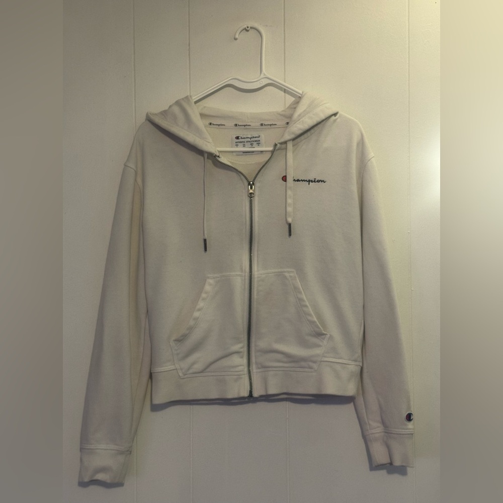 Champion White Zip-Up Sweatshirt